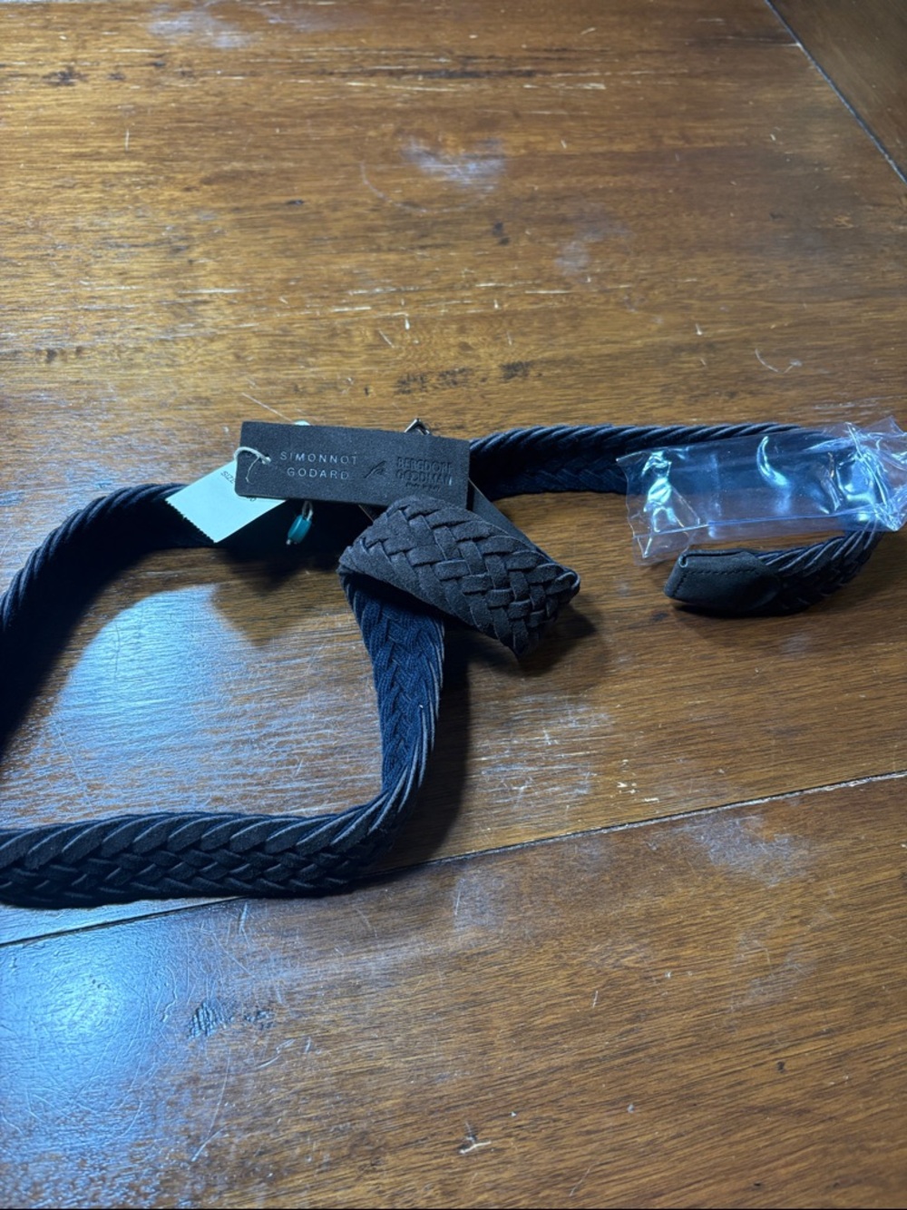 Simonnot Goddard Men's Black Braided Leather Belt by Simonnot Goddard